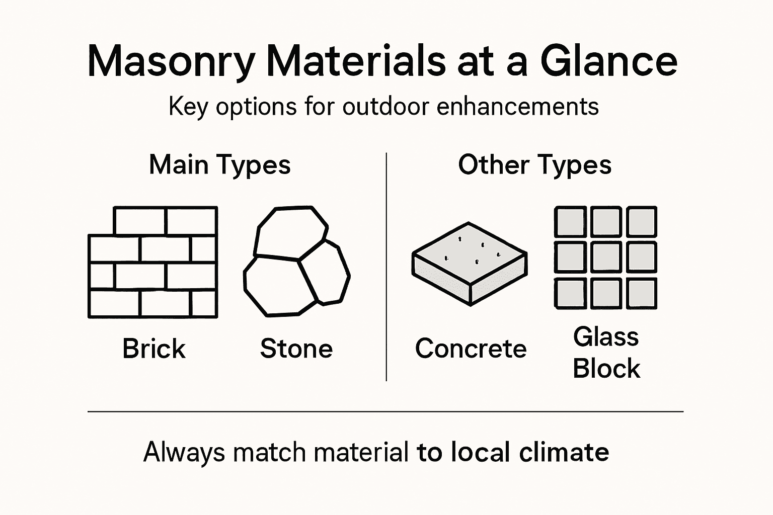 Infographic showing common masonry material types