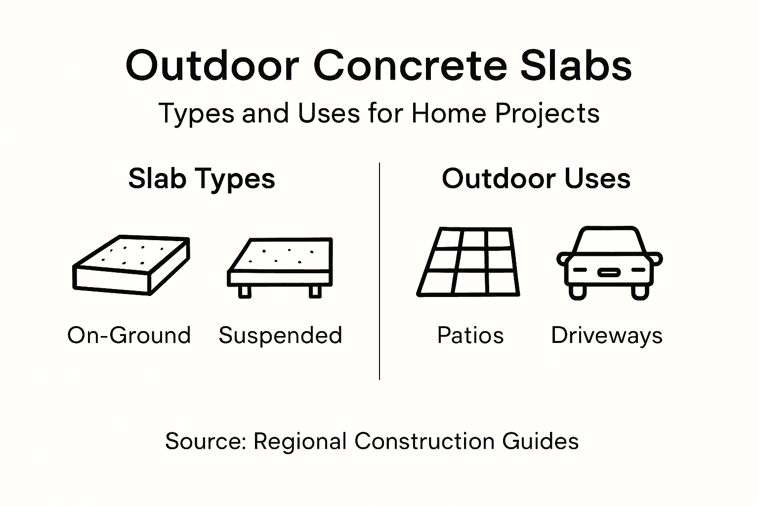 Infographic of concrete slab types and uses