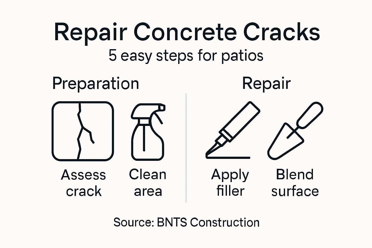 Infographic showing patio crack repair steps