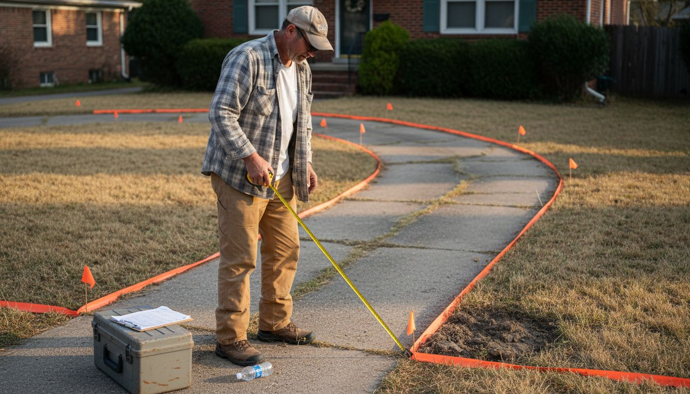 Contractor planning concrete driveway layout