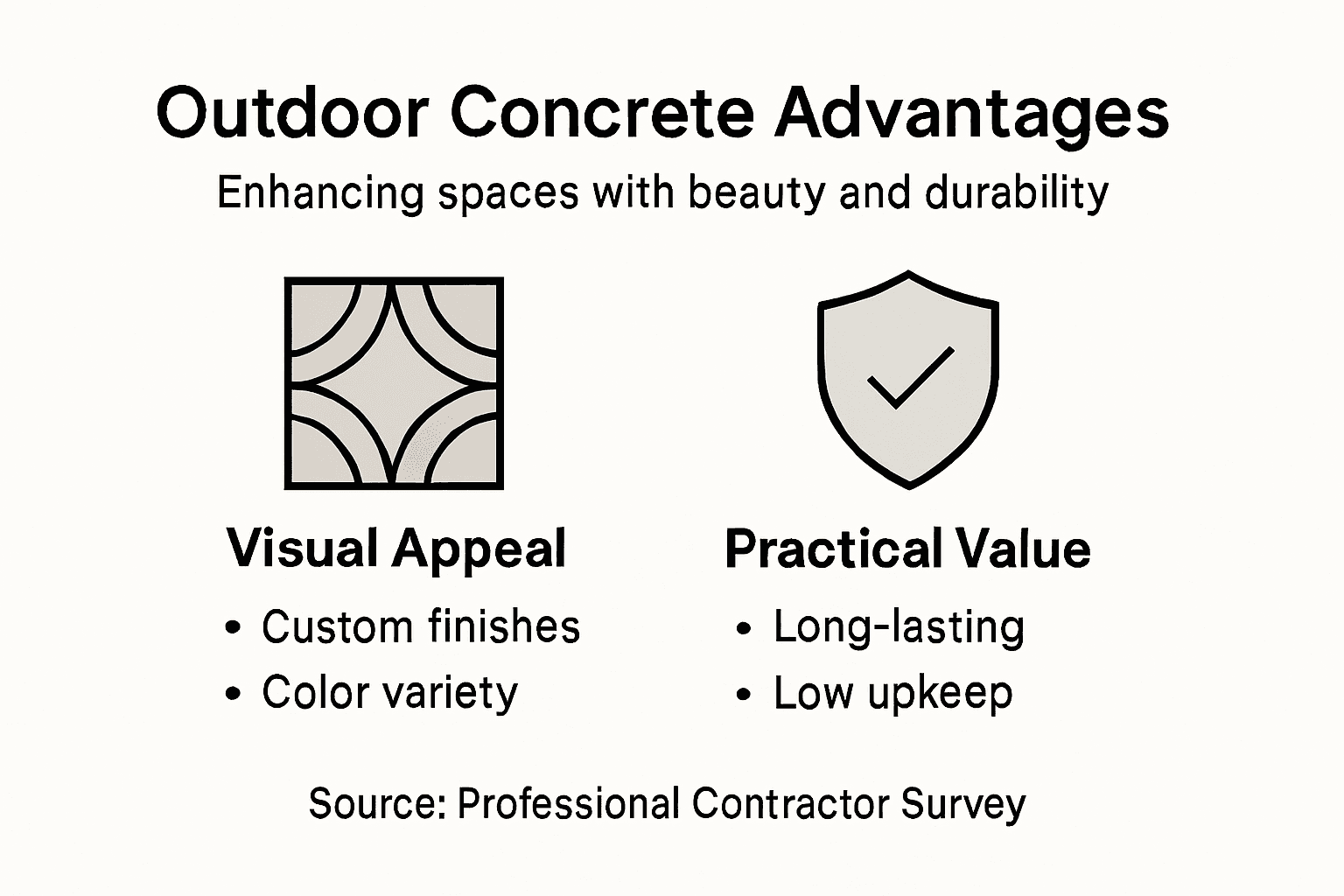 Infographic showing benefits of decorative concrete