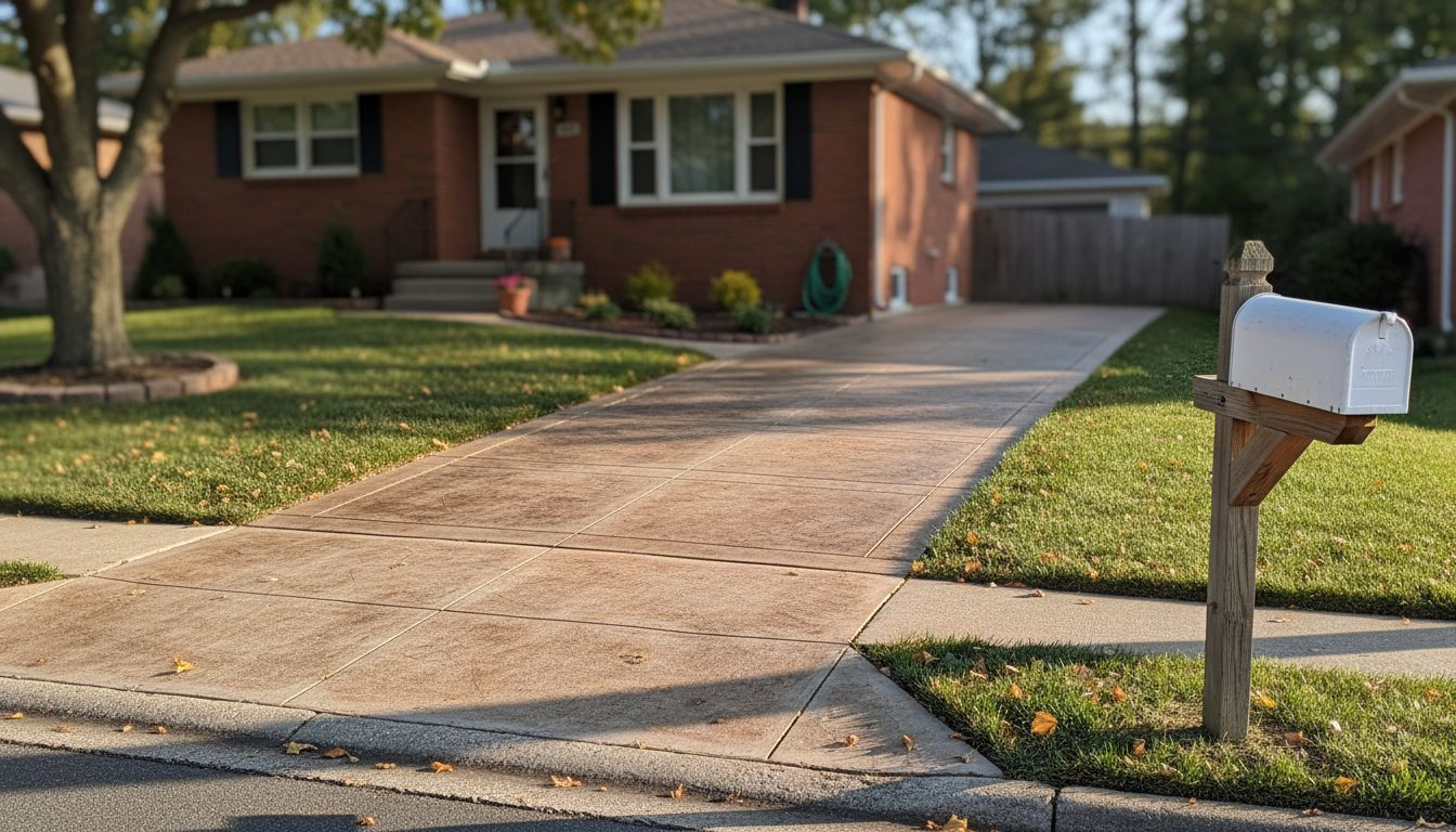 Entry view of modern concrete driveway