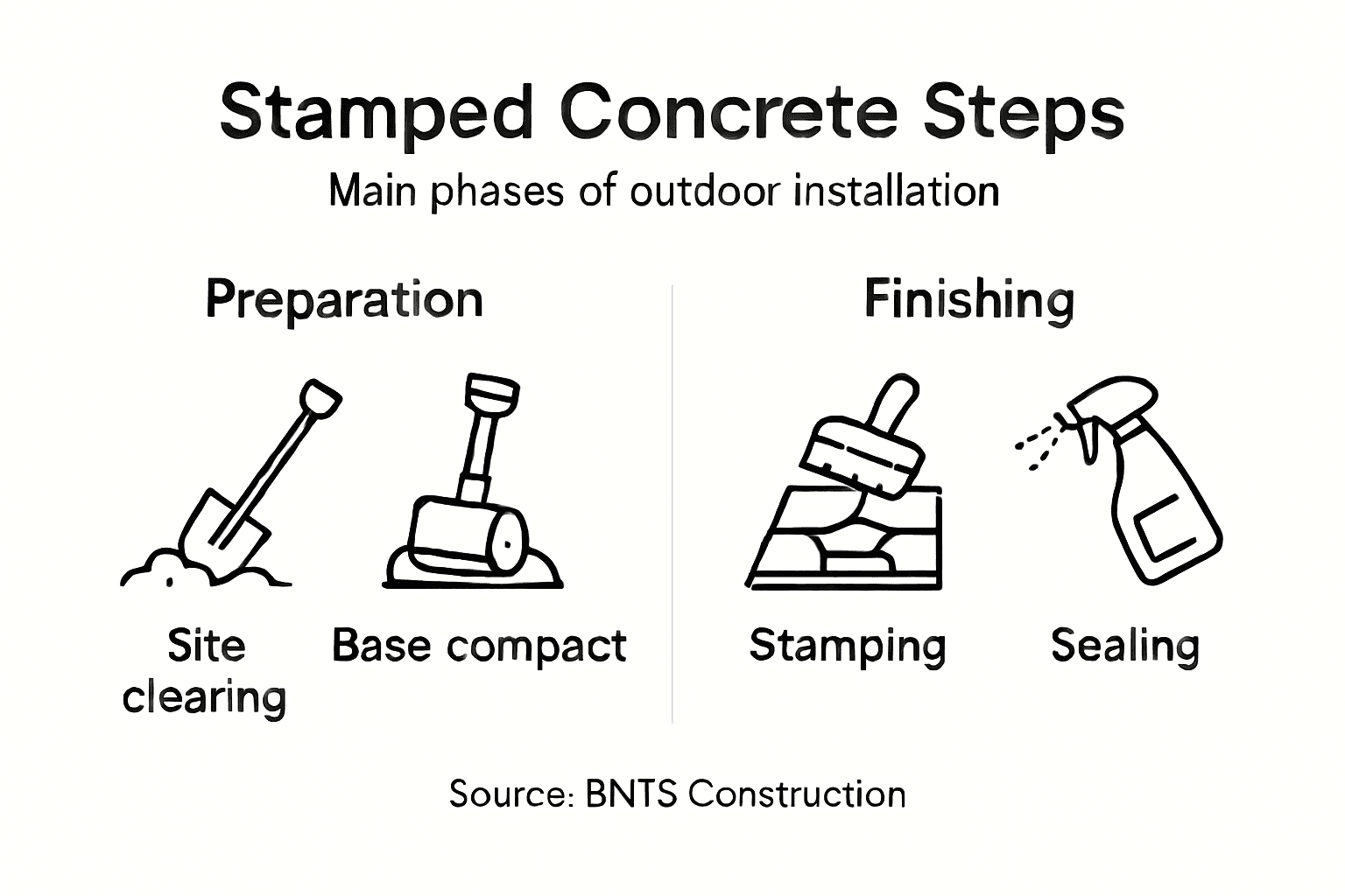 Infographic installation steps for stamped concrete