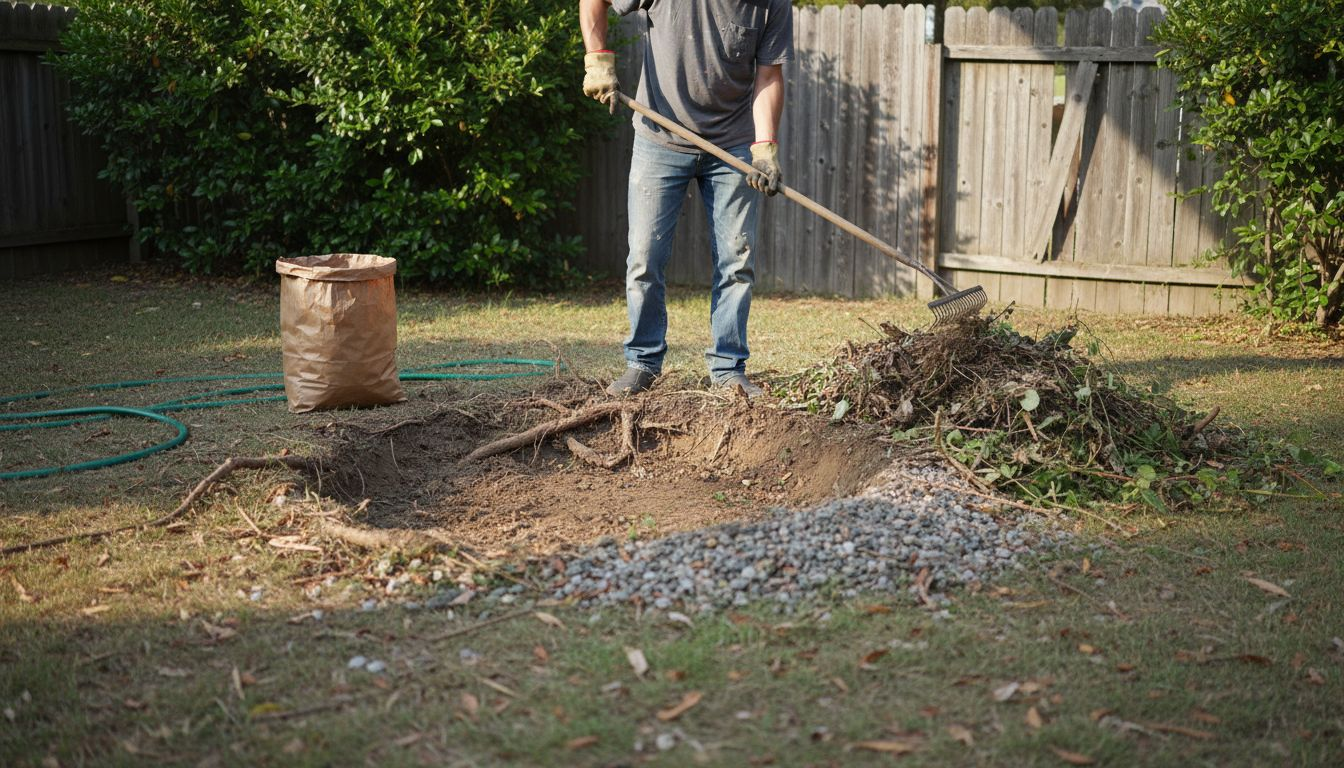 Clearing debris before concrete preparation