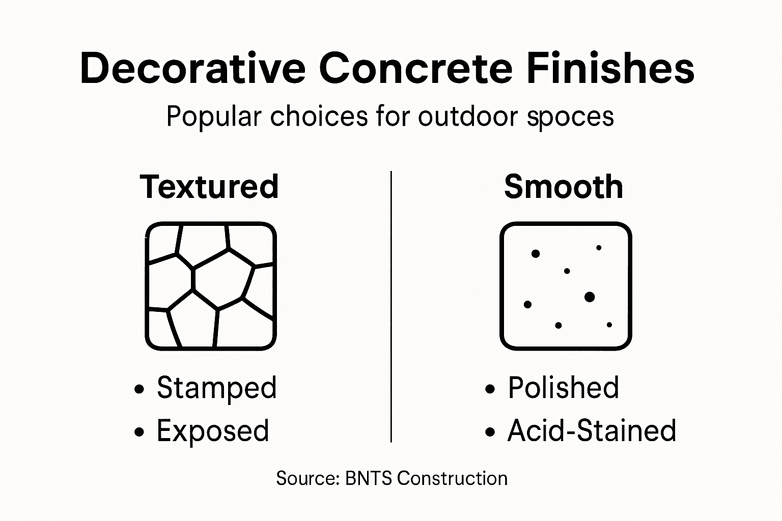 Infographic comparing types of decorative concrete