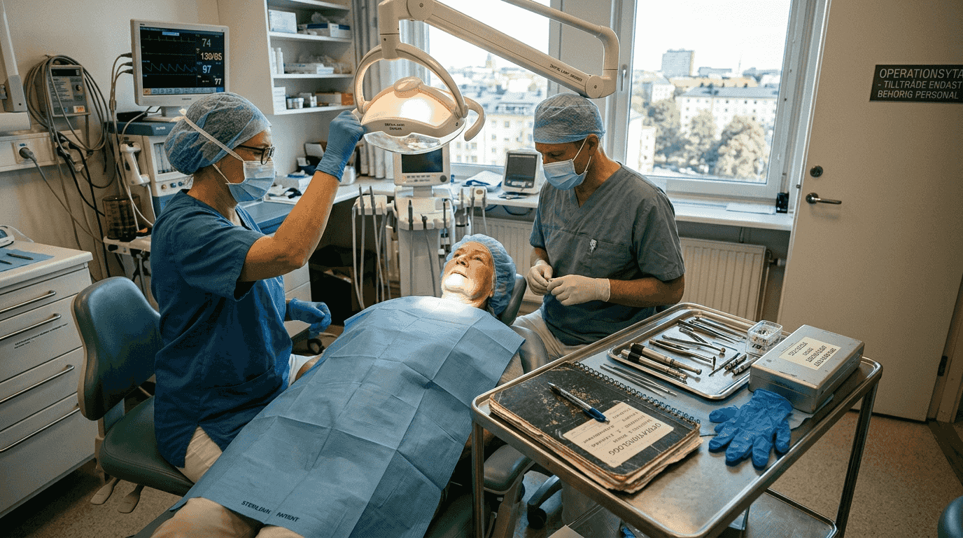 Tandläkaren planerar inför en implantatbehandling