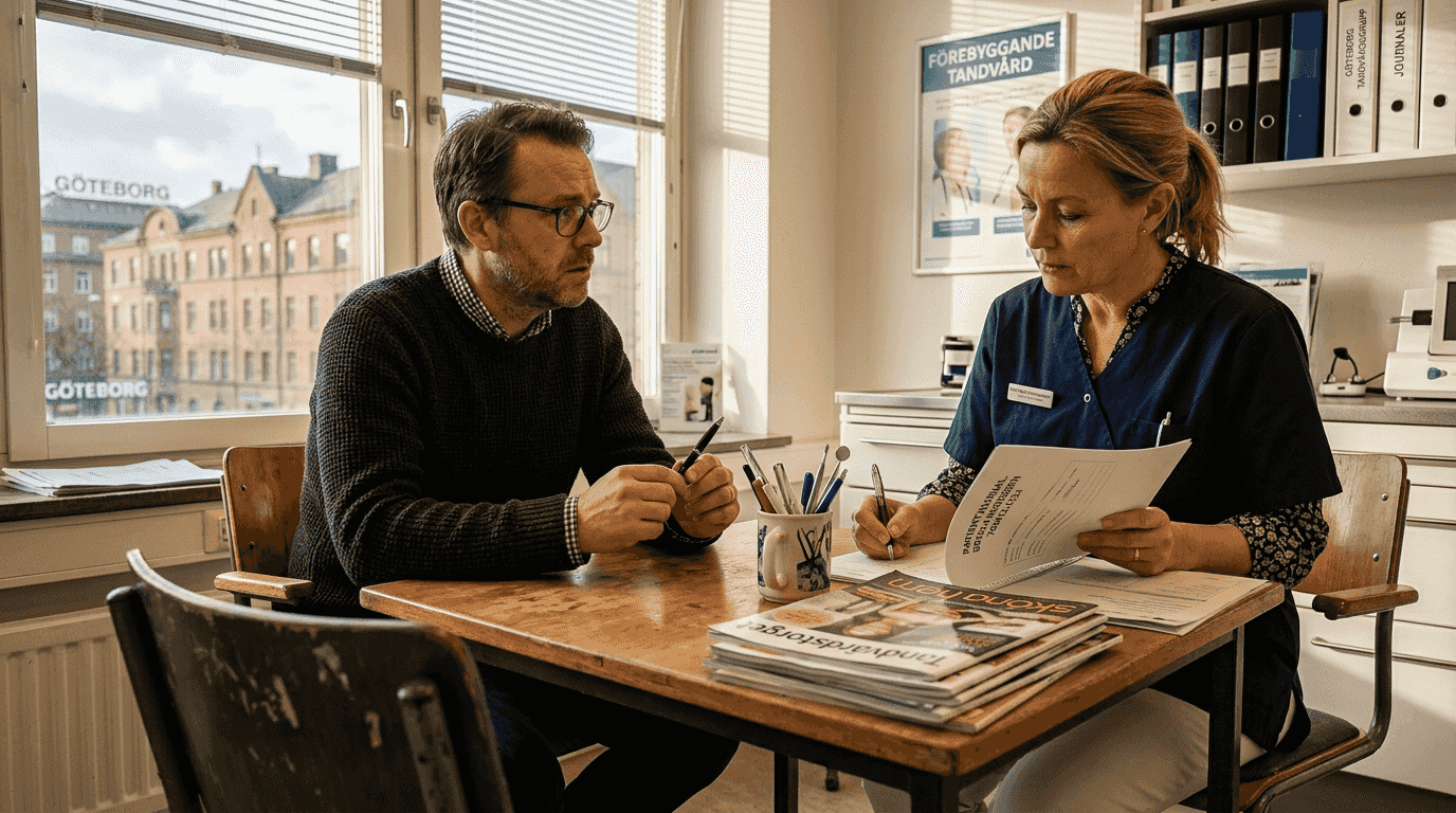 Rådgivningsmöte med tandläkare på kliniken