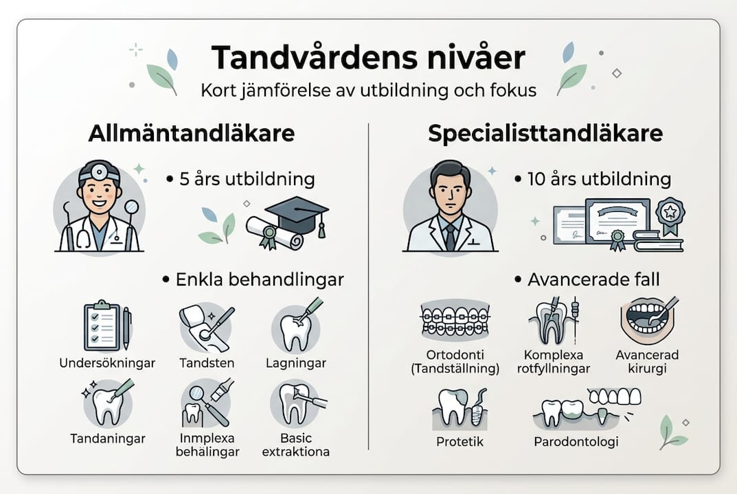 Grafik som visar vad som skiljer olika typer av tandvård åt
