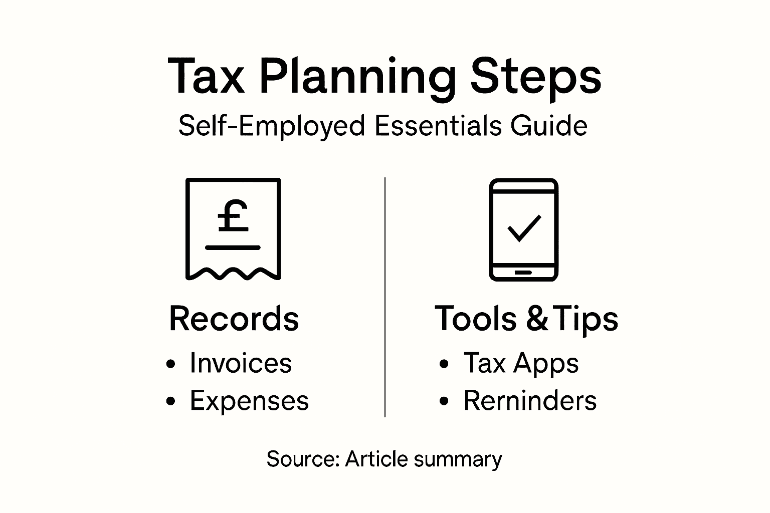 Infographic summarizing tax steps for self-employed