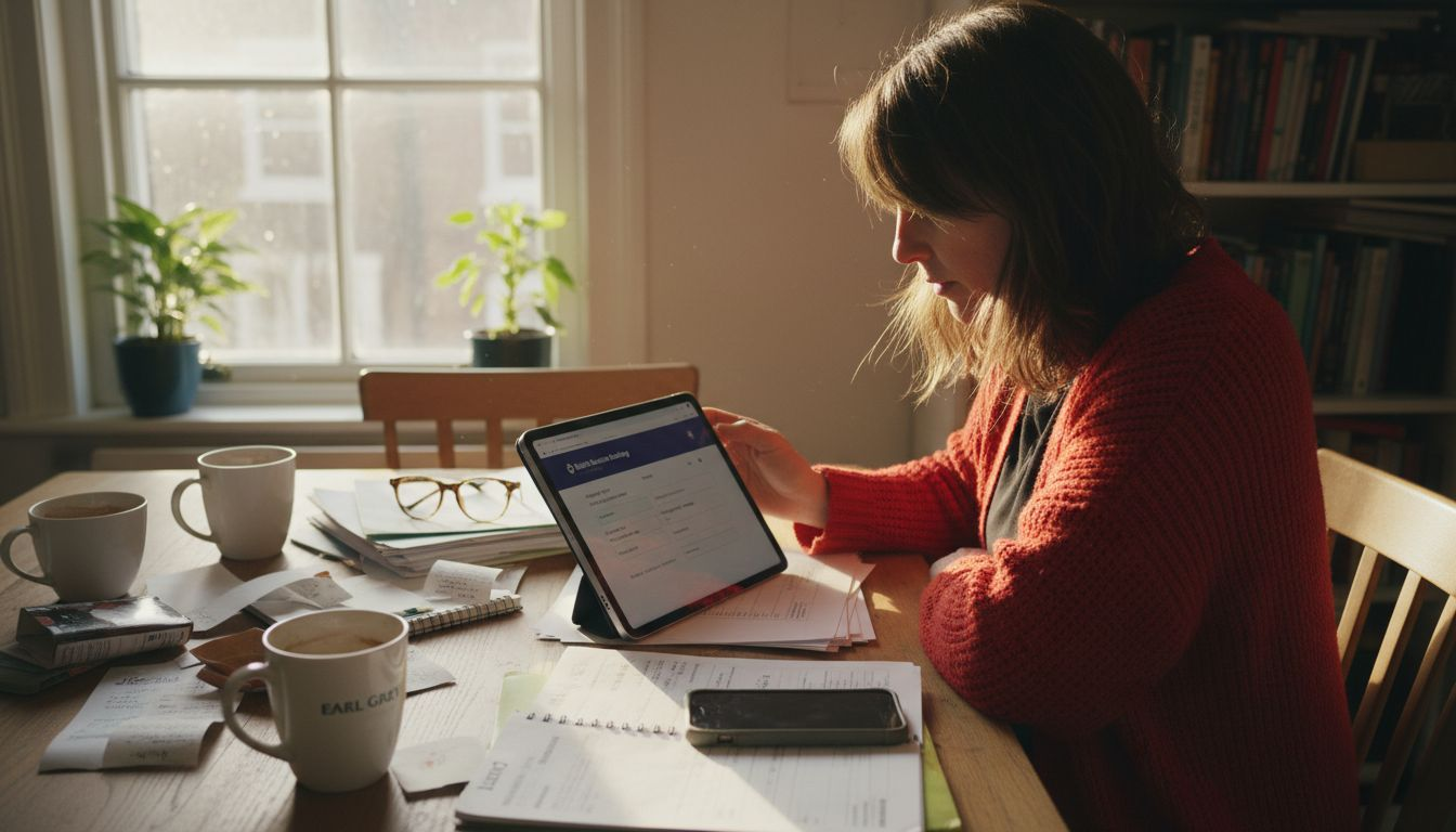 Woman setting up business bank account online