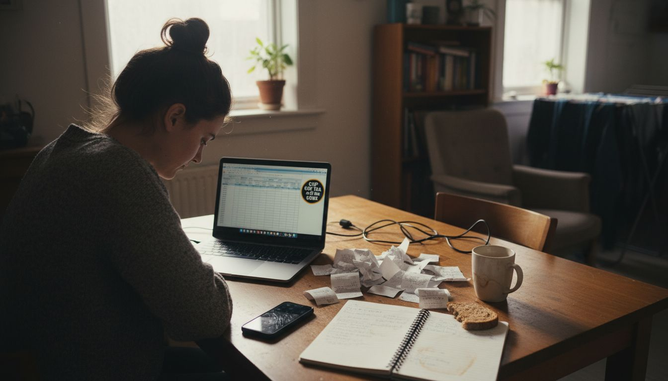 Freelancer setting up bookkeeping tools and records