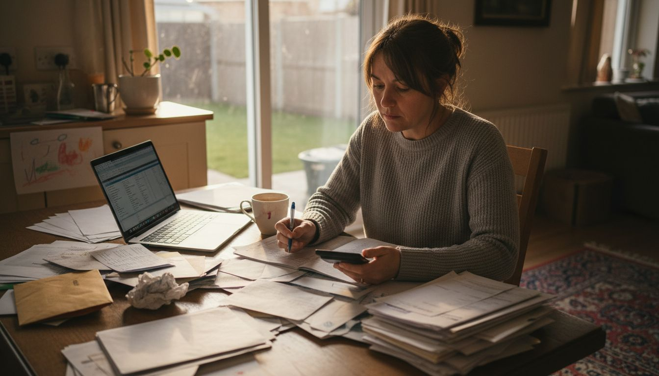 Woman calculating self-assessment tax documents