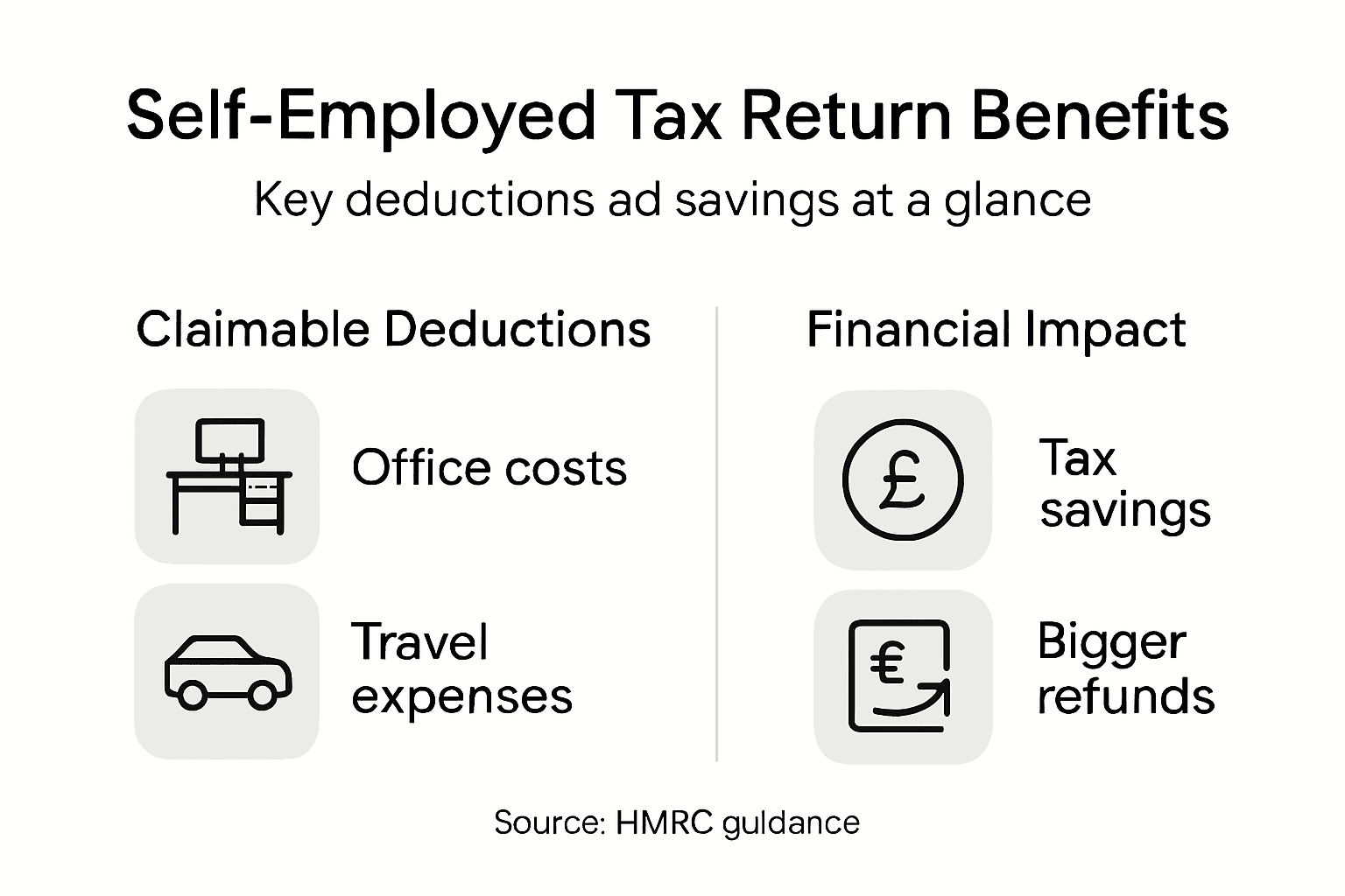 Infographic of key self-employed tax return deductions