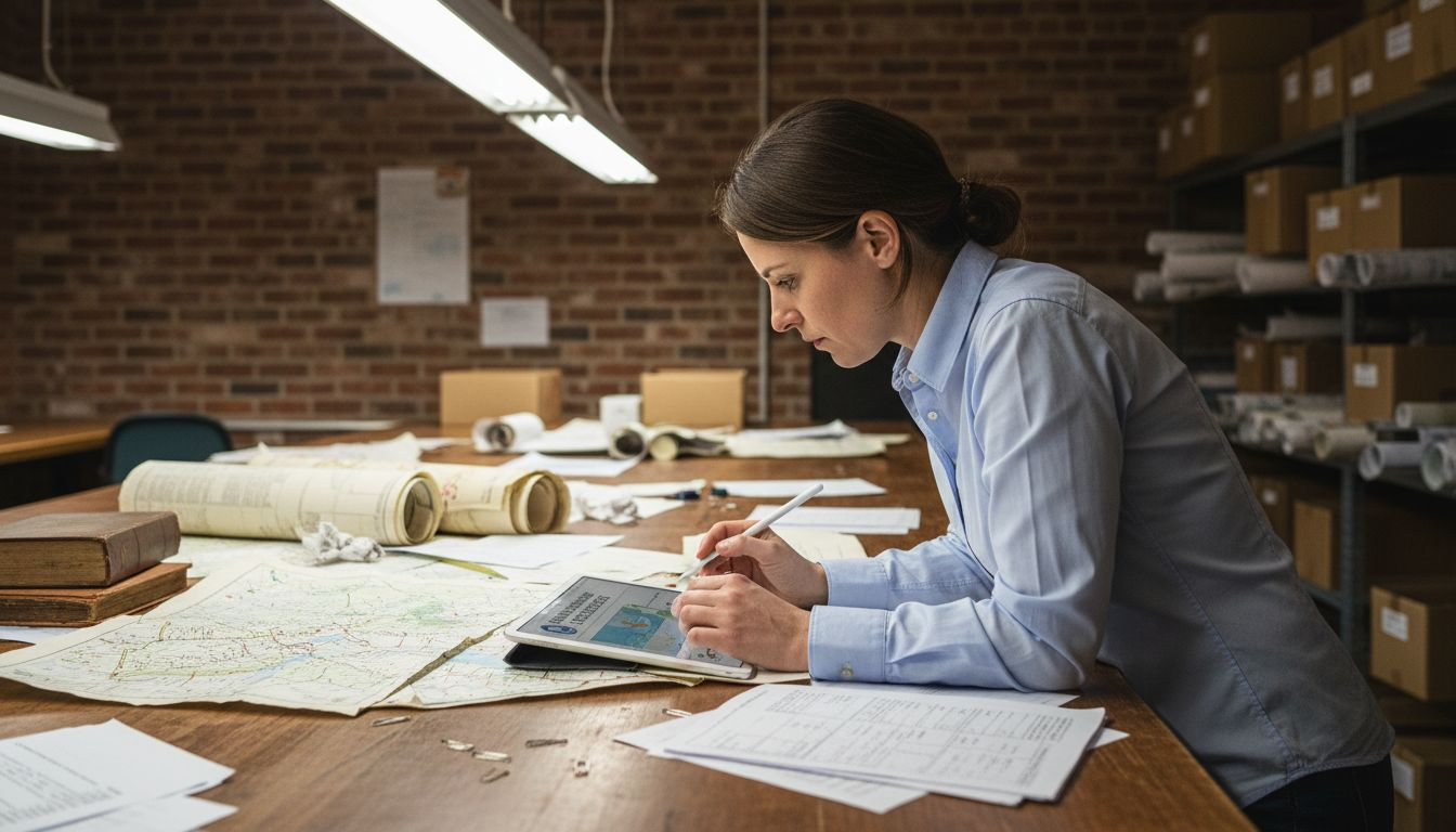 Analyst studying address search maps