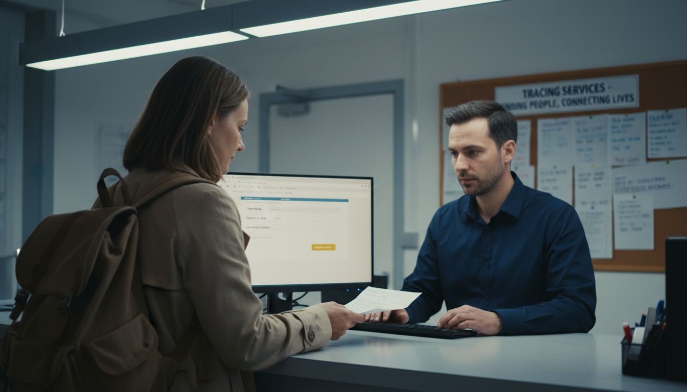Client submits address tracing request at office