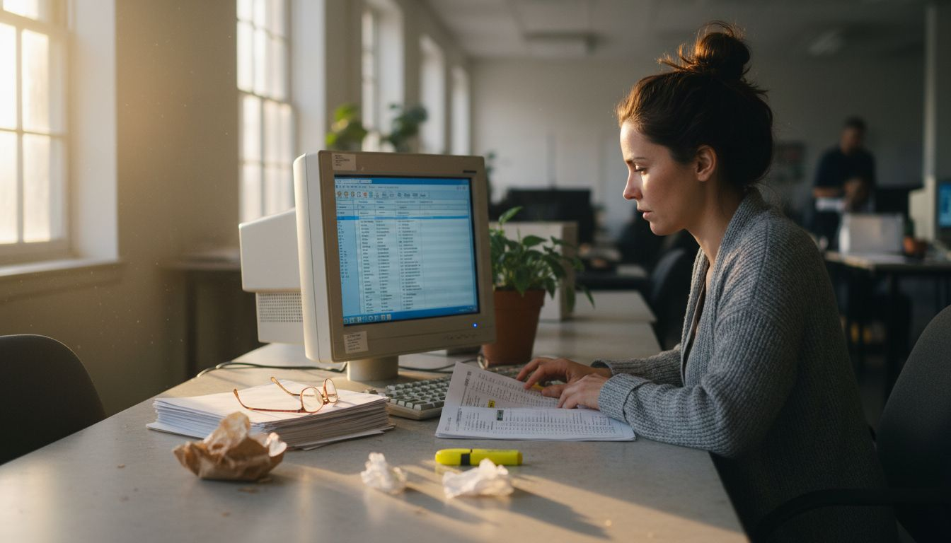 Professional reviews tracing data at desk workspace