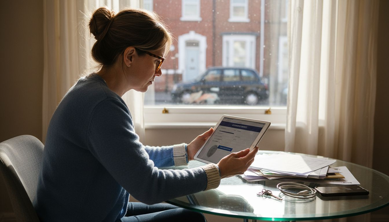 Woman submitting UK address tracing request online