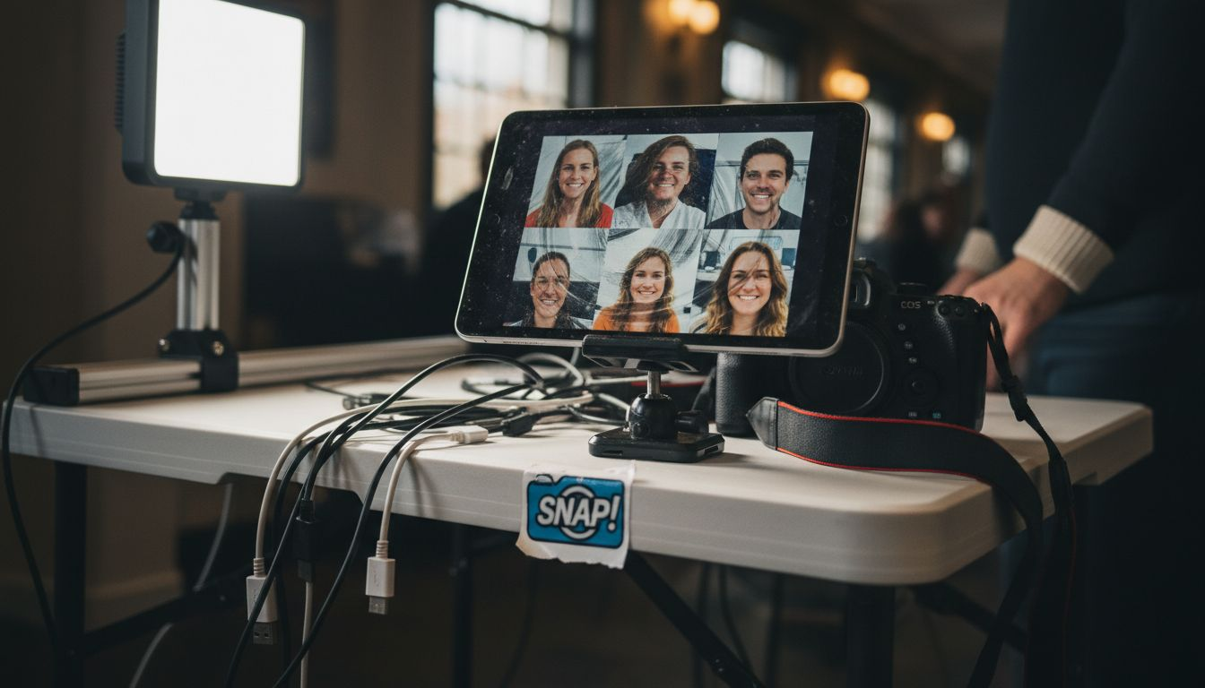 Close-up of digital photo booth components