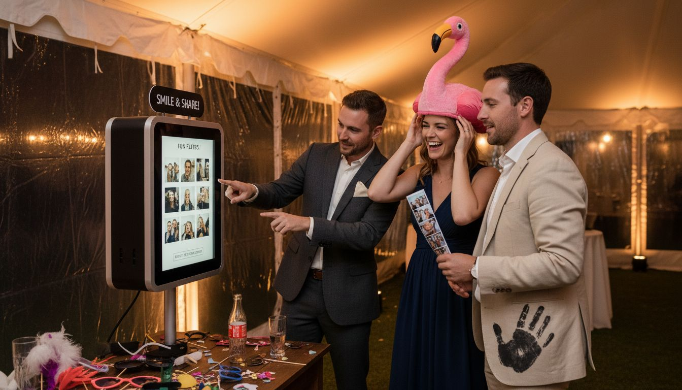 Guests using interactive photo booth