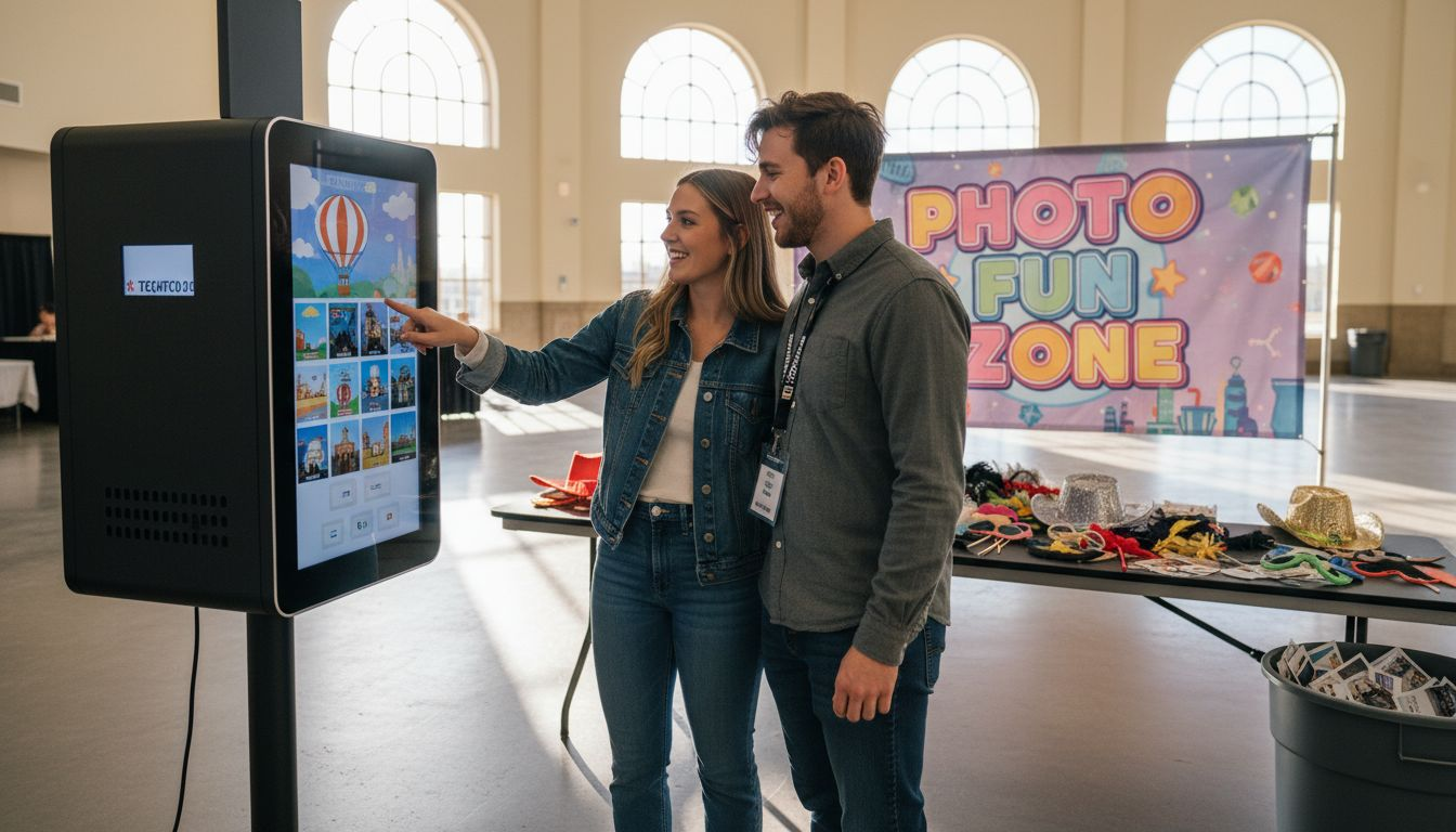 Photo booth with AI features at event center