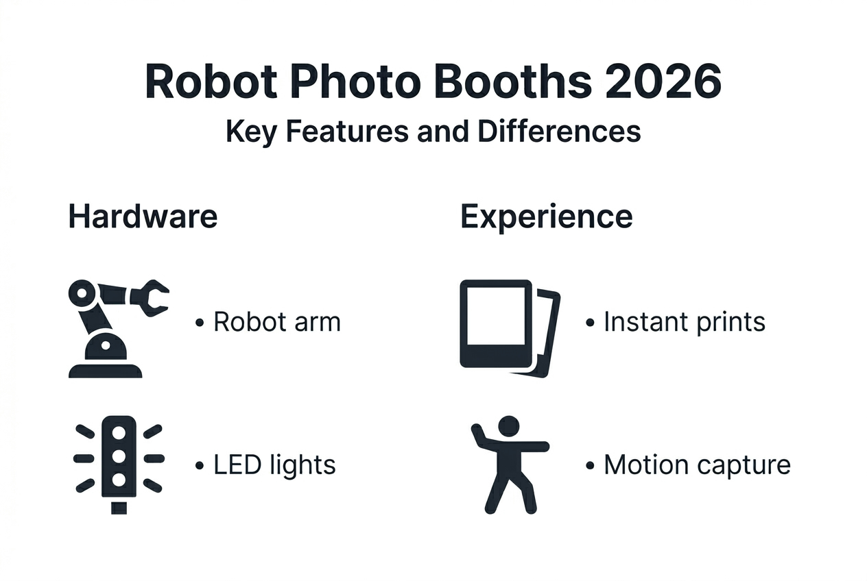 Infographic outlining robot photo booth features