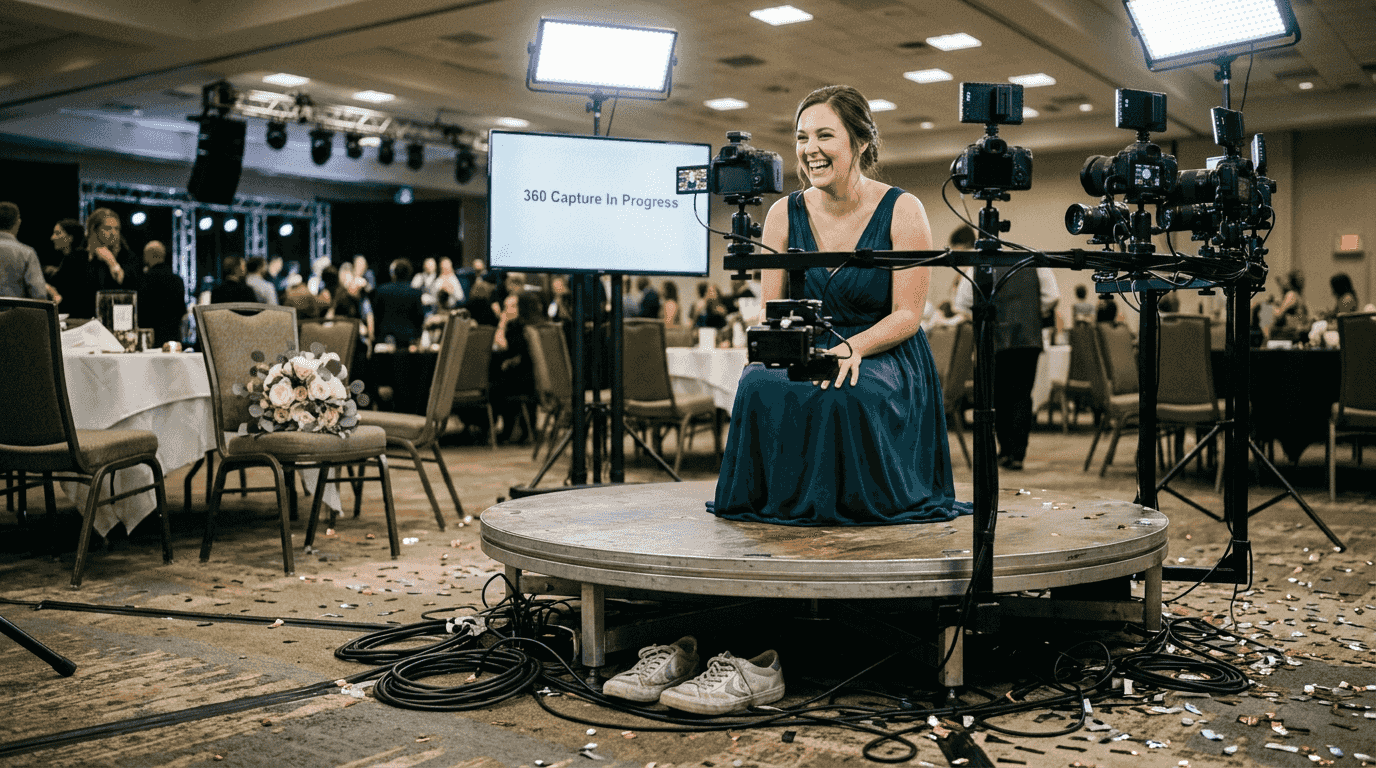 360 photo booth in action at event