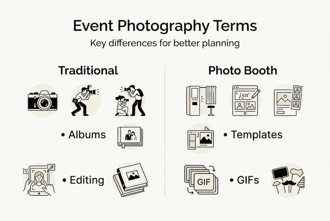 Infographic comparing event photography terms