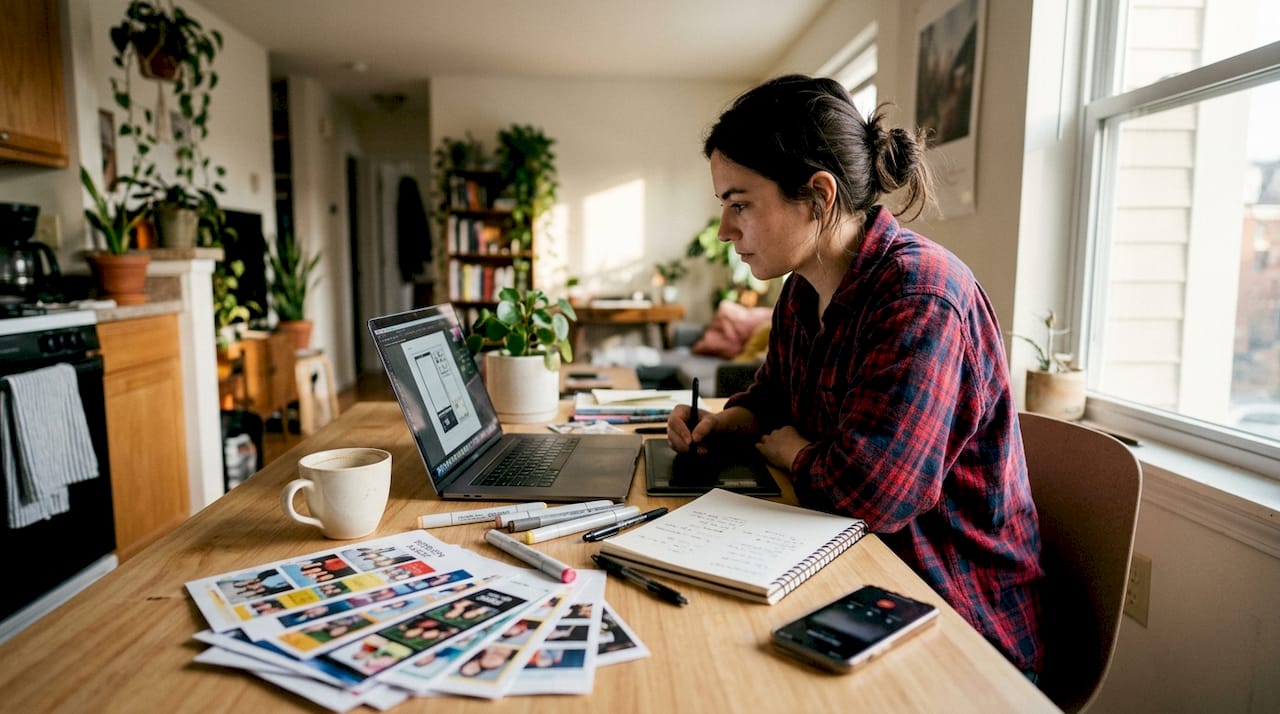 Designer creating photo booth template