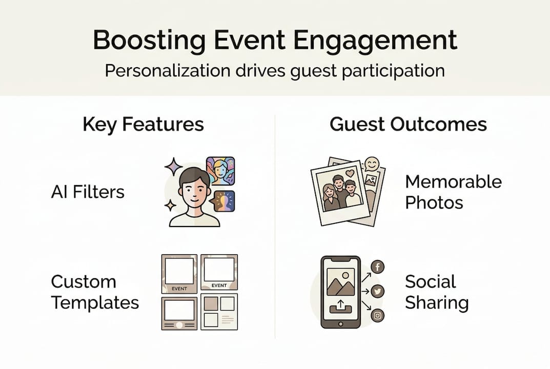 Infographic showing photo booth personalization features