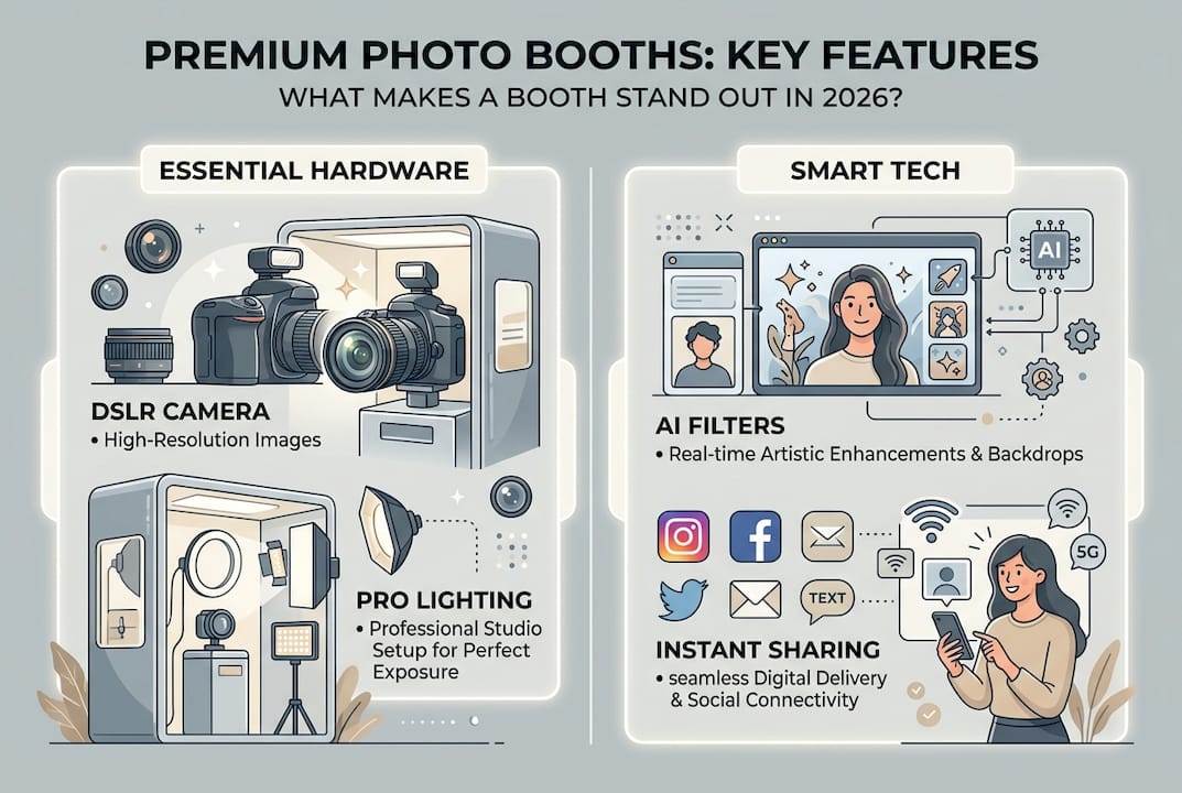 Infographic showing premium photo booth features