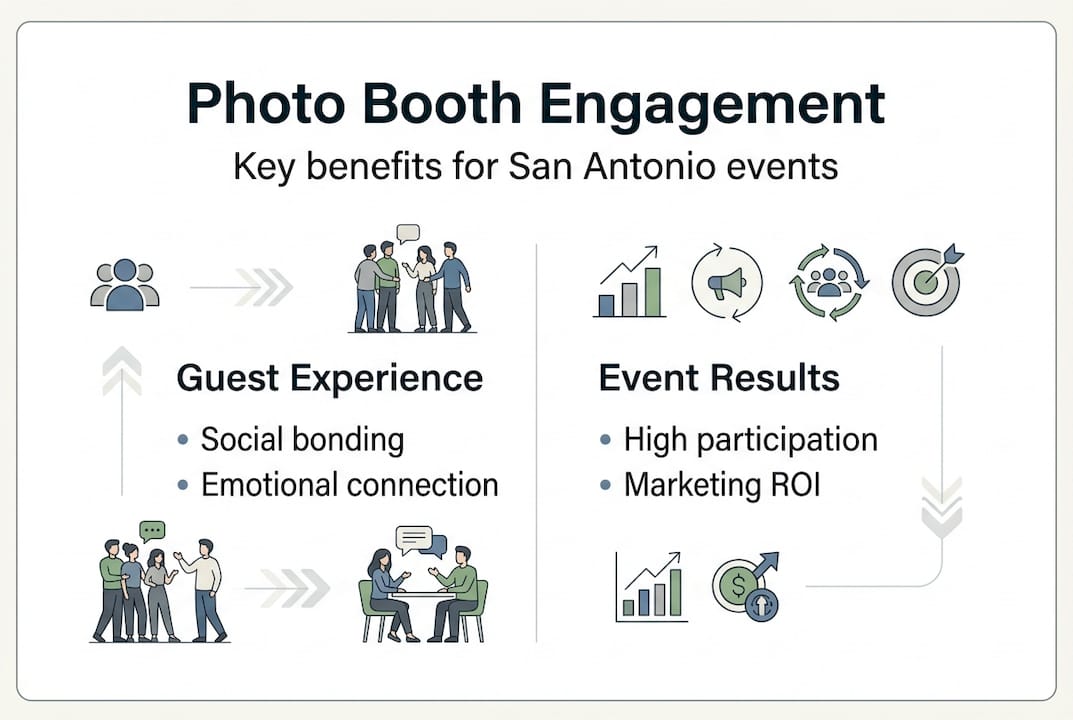 Infographic showing photo booth engagement benefits