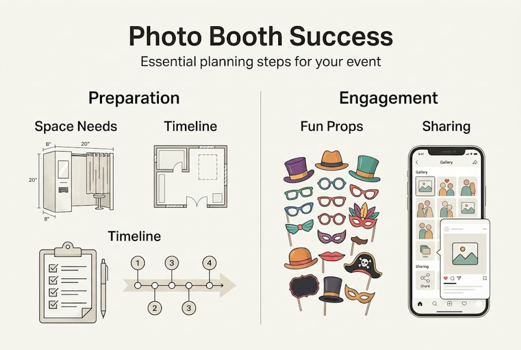 Infographic on steps for memorable photo booth planning