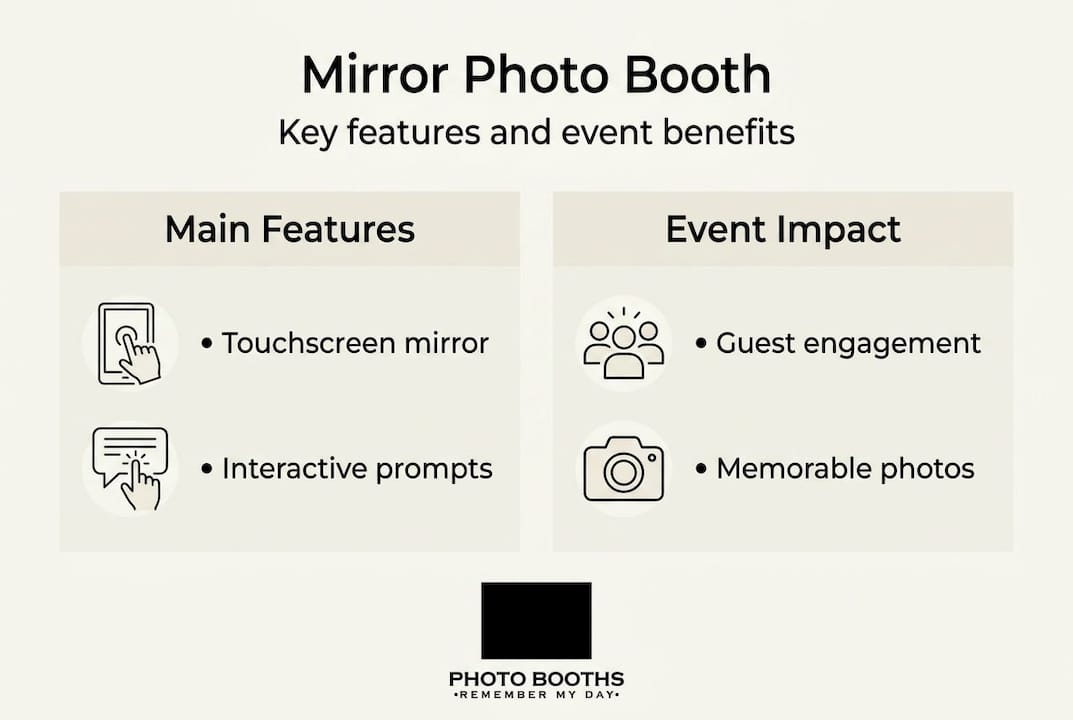 Infographic showing mirror photo booth features and benefits