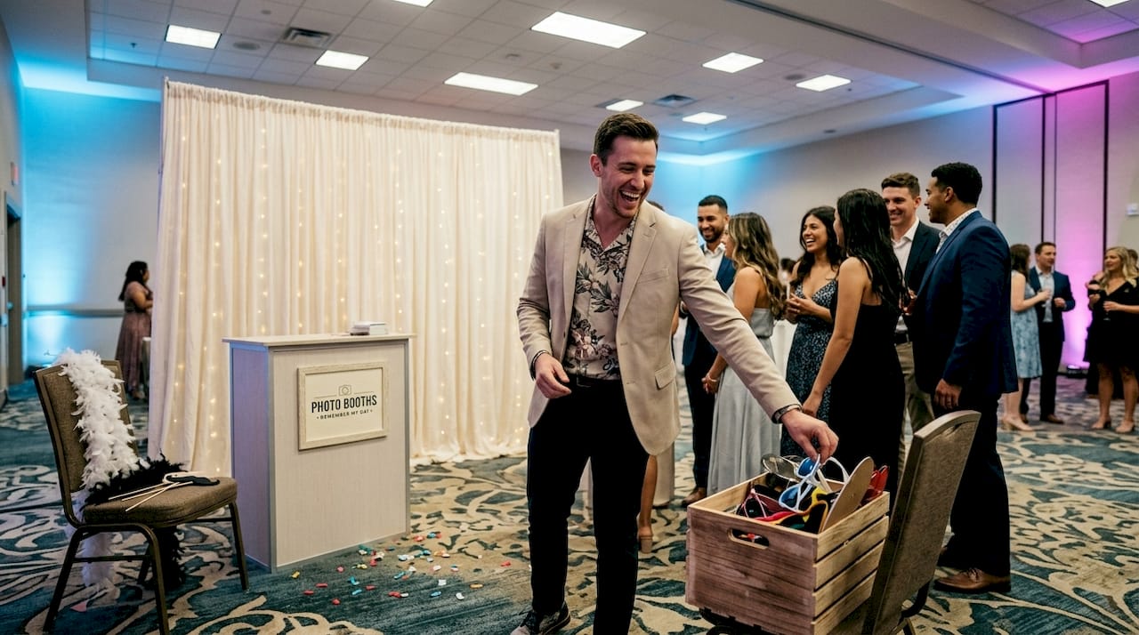 Guest choosing prop at photo booth