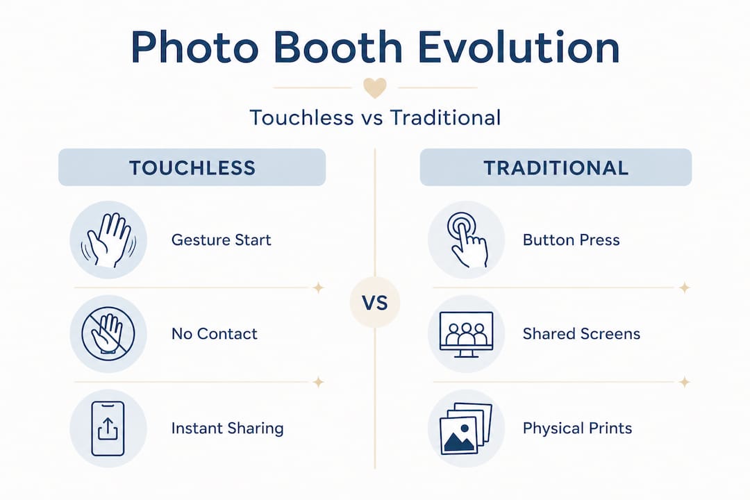 Infographic comparing touchless and traditional photo booths