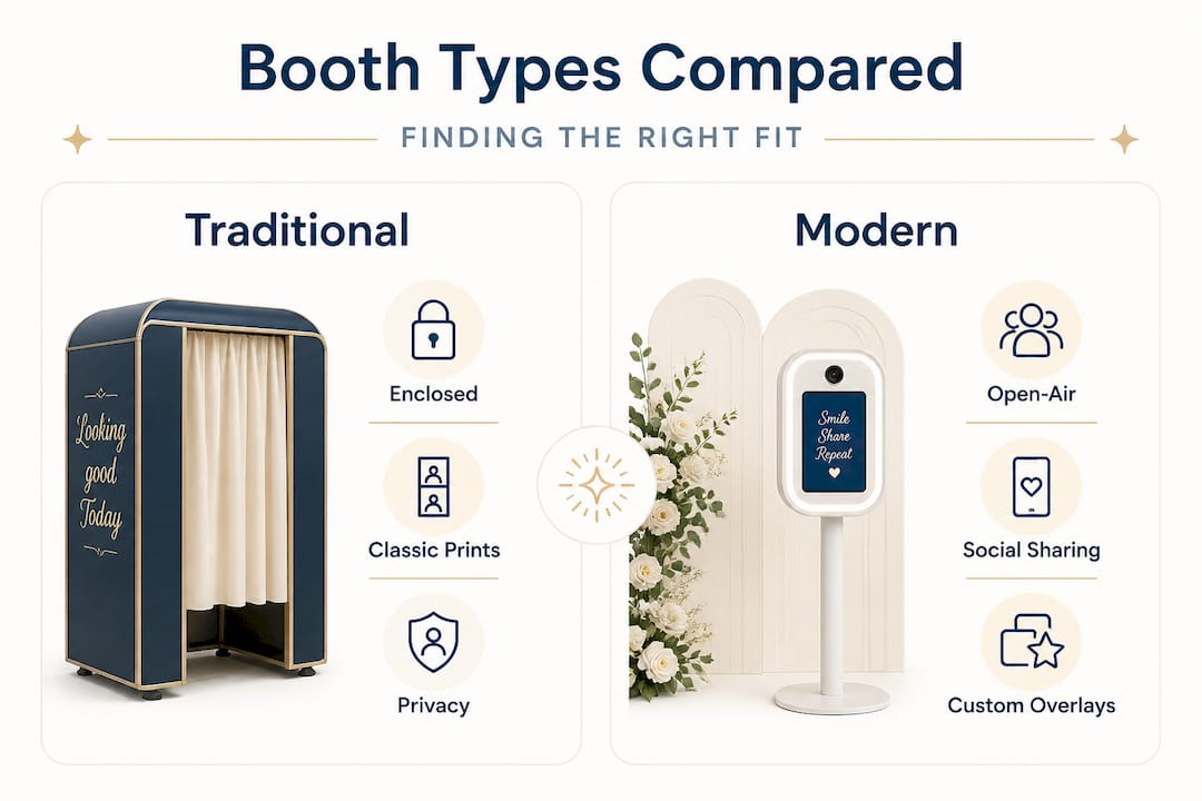 Infographic comparing photo booth types