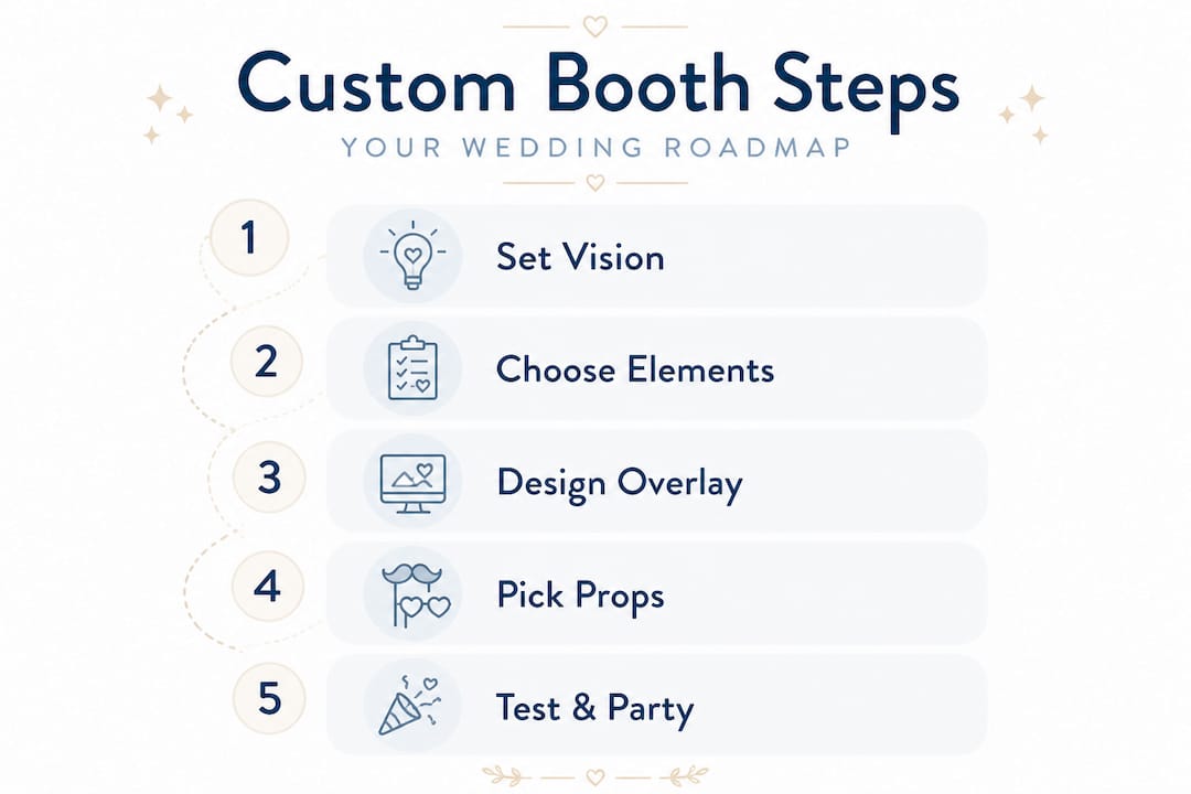 Infographic showing steps to customize photo booth