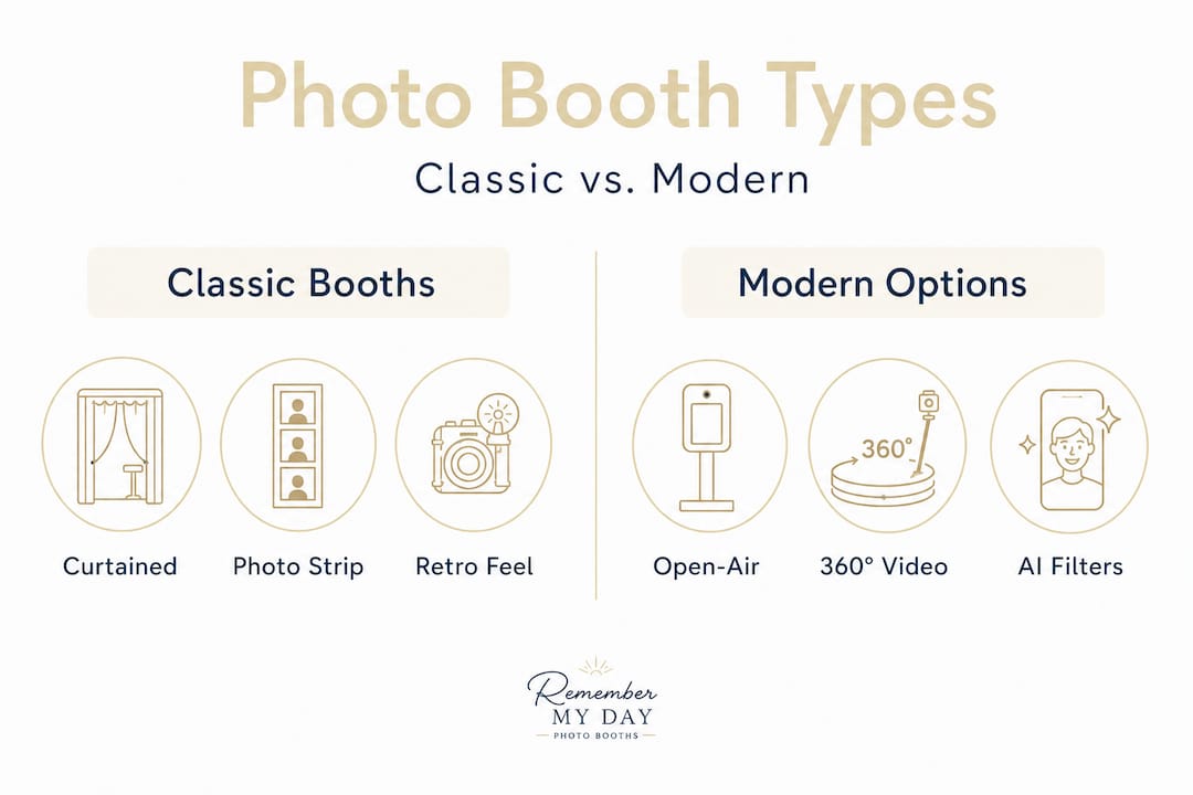 Infographic comparing classic and modern photo booths
