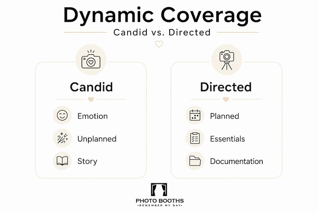 Infographic comparing candid and directed photography