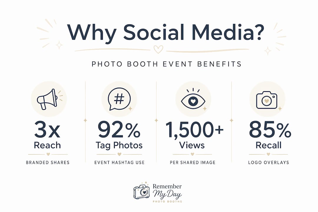 Infographic with stats on social photo booth benefits