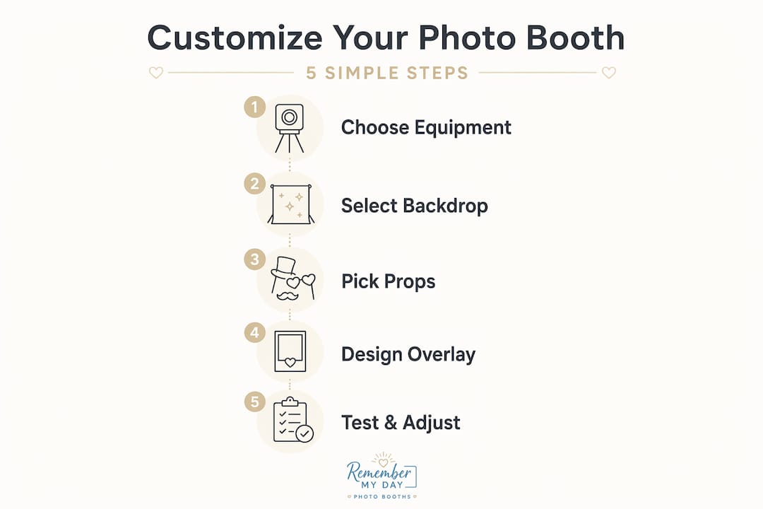 Infographic showing steps to customize photo booth