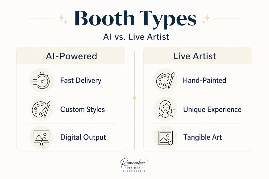 Infographic comparing AI and live artist booths