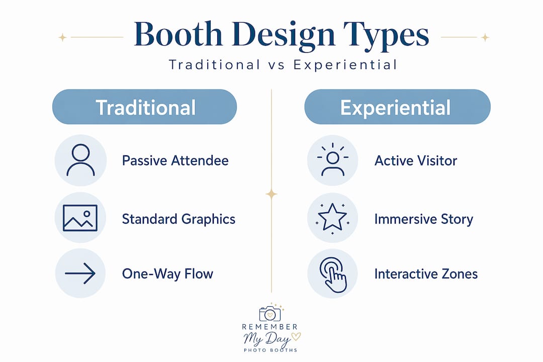 Infographic comparing booth design types side by side