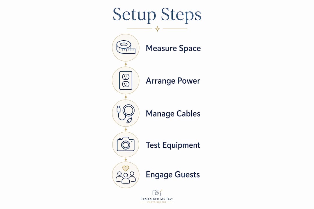 Infographic outlining photo booth setup steps