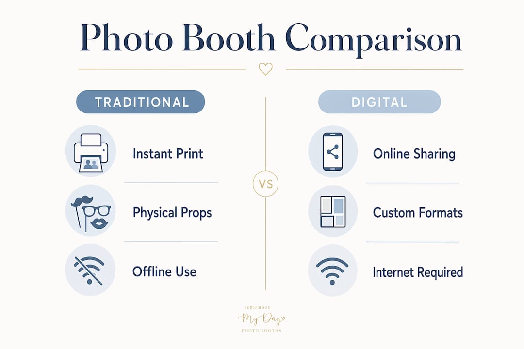 Infographic comparing digital and traditional photo booths