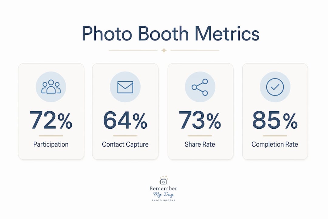 Infographic depicting key photo booth engagement statistics