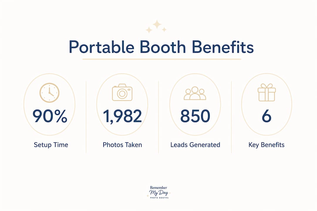Infographic illustrating key benefits of portable booths