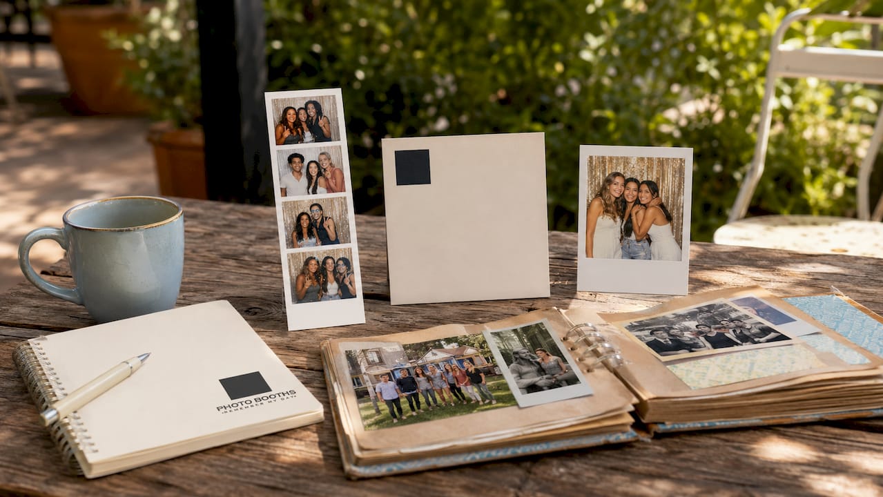 Close-up of various booth print format samples