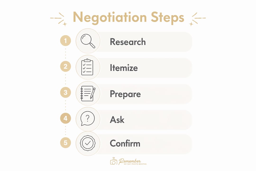 Infographic with photo booth delivery fee negotiation steps