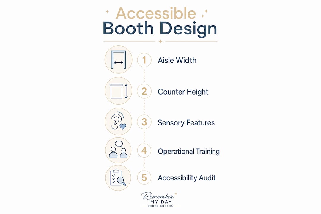 Infographic showing key steps to accessible booth design